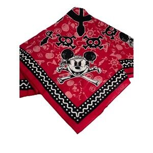 Disney Mickey Pirate Red Bandana Scarf 22x22" Skull Cruise